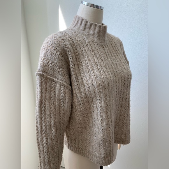 Open Knit Mock Neck Long Sleeve Sweater - Picture 8 of 14